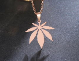 Pot Leaf Necklace Cannabis Jewelry - £3.18 GBP