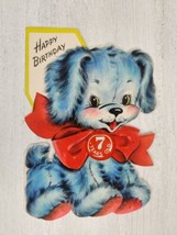 Vintage Hallmark Birthday Card 1950s Diecut Puppy Dog 7 Years Old  - £10.01 GBP