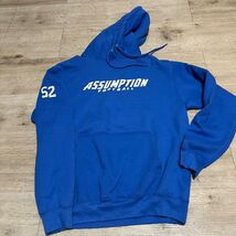 Assumption Football Hoodie Sweatshirt Mens Medium Blue Worcester NCAA - $23.78