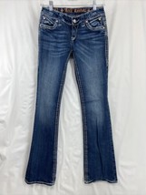 Rock Revival Johanna Boot Size 27x32 Women&#39;s Blue Denim Jeans Whiskered ... - £26.24 GBP