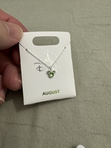 Disney Parks Mickey Mouse Faux Peridot August Birthstone Necklace Silver Color  image 9