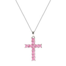 Copper Zircon Cross Necklace Classic Neutral Wind Cross Necklace - £7.91 GBP