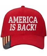 America is Back Hat - Trump Vance Adjustable Flag Brim Embroidered MESH BACK HAT - $26.99