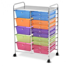 15 Drawers Rolling Storage Cart Organizer-Multi Color - £98.17 GBP