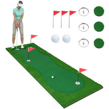 10 x 3.3 FT Golf Putting Green Golf Practice Mat w/3 Holes, 3 Training A... - £181.22 GBP