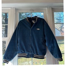BUM Equipment Vintage Varsity Denim Bomber Jacket Mens Blue Jean Size XL... - $99.32 CAD