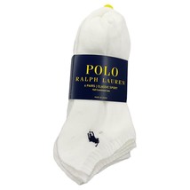 NWT 6-PAIRS PACK POLO RALPH LAUREN MSRP $28.99 MENS WHITE NO SHOW SOCKS ... - £17.57 GBP
