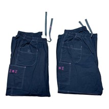 Koi Lite Womens 2XL PETITE Lot of Two XXL Scrub Pants Black Cotton Polye... - $23.36