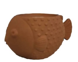 Bath & Body Works Puffer Fish Pedestal 3-Wick Candle Holder Terracotta Clay NEW - $39.50