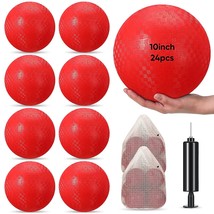 24 Pcs Playground Balls 10 Inches Kickballs Dodge Ball Inflatable Rubber Bouncy  - £73.53 GBP