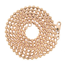 14K Rose Gold Solid Half Moon Diamond Cut Ball Chain Necklace - £1,403.46 GBP