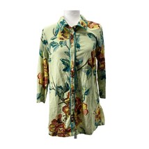 Soft Surroundings Floral Button Up Tunic Blouse Boho Chic Artful Print S... - $29.99