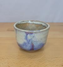 Studio Art Pottery Small Cup Trinket Dish Condiment Bowl Blue Pink Cream - £10.35 GBP