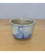 Studio Art Pottery Small Cup Trinket Dish Condiment Bowl Blue Pink Cream - £10.21 GBP