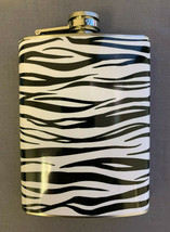 White Tiger Print Flask 8oz Stainless Steel Hip Drinking - £11.83 GBP