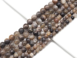 Natural Black Sunstone Round Smooth Beads, Sku#U1319 - $13.00+