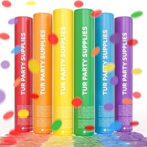 6 Pack Confetti Cannon Confetti Poppers | Biodegradable Rainbow Pack | |... - £34.72 GBP