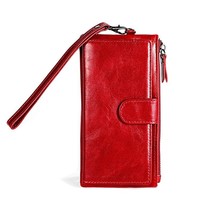 New Long Women Oil  Leather Wallet Womens Wallets For Cell Phone Leather Purse F - £63.12 GBP