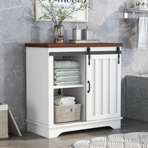 Bathroom Storage Cabinet, Freestanding Accent Cabinet - White &amp; Brown - £129.93 GBP