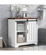 Bathroom Storage Cabinet, Freestanding Accent Cabinet - White &amp; Brown - £131.94 GBP