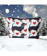 Dachshund Doxie and Hearts Print Cosmetic Bag: Polyester with Zipper Clo... - $8.95+