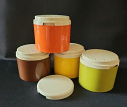 Vintage Tupperware Fall Harvest Colors Spice Herb Containers 1308-25 Set... - £30.23 GBP