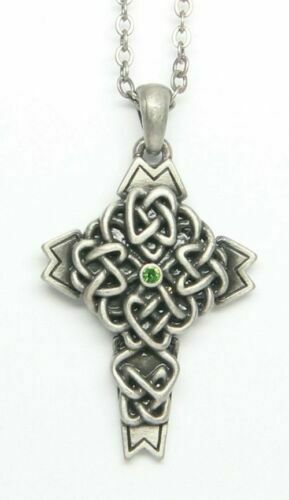 MYSTICA ACCESSORY CELTIC KNOTWORK CROSS ALLOY NECKLACE LED FREE METAL - $17.99