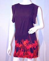 H&amp;M Purple Red Floral Sheer Cuffed Short Sleeve Top 100% Viscose Blouse Shirt 2 - £54.48 GBP