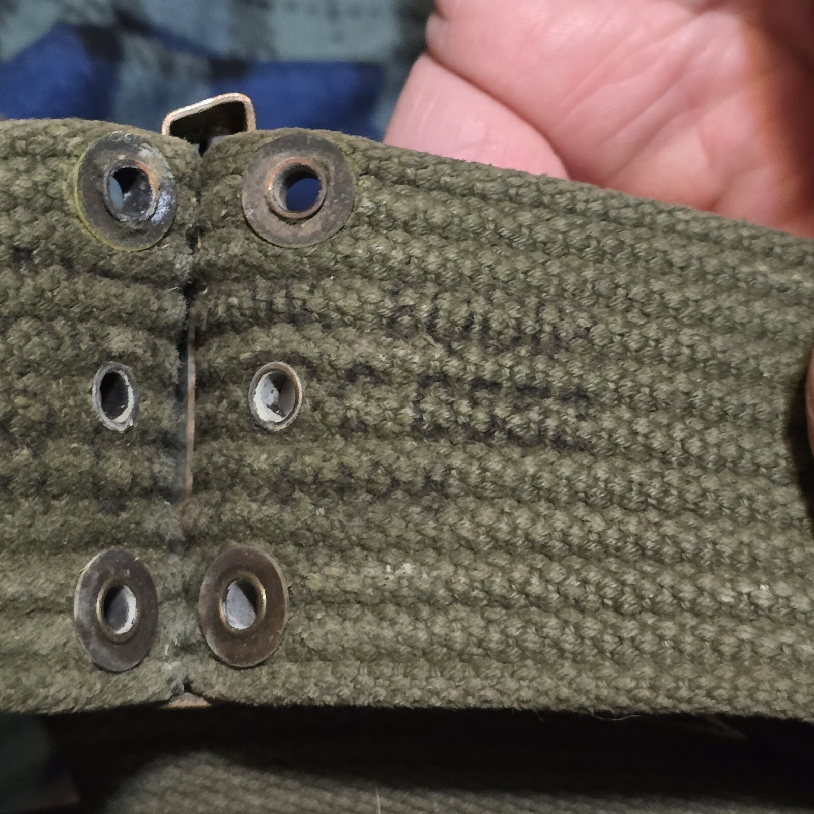 VTG USMC M1956 Horizontal Weave LBE OD Web Belt Size L Suspenders Brass Buckle Item image 9