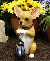 Ebros Gift Chihuahua Dog On Two Legs Statue with Solar LED Lantern Lamp ... - £43.11 GBP