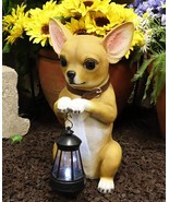 Ebros Gift Chihuahua Dog On Two Legs Statue with Solar LED Lantern Lamp ... - £43.44 GBP