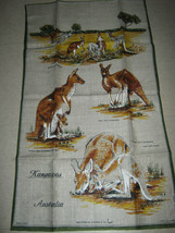 Australia Kangaroos Pure Linen Hand Printed Tea Towel Heil - $10.85