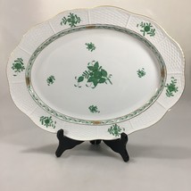 Herend Chinese Bouquet Green Platter Tray Apponyi Flowers Porcelain Vintage - £329.06 GBP
