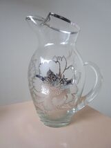 Glass Crystal Clear And Frosted Glass Silver Overlay Pitcher  9&quot; [^ - €80,69 EUR