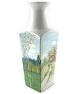 Beautiful Hand Painted Vase Country Four Seasons Scenery 10” - €42,86 EUR