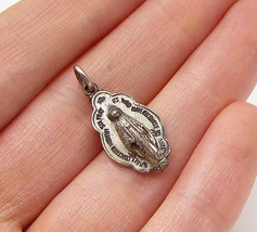 925 Sterling Silver - Vintage Religious Charm Drop Pendant - PT2161 - £18.76 GBP