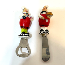 Vintage Lot of 2 Chef Resin Stainless Spreader and Bottle Opener Painted - £8.46 GBP