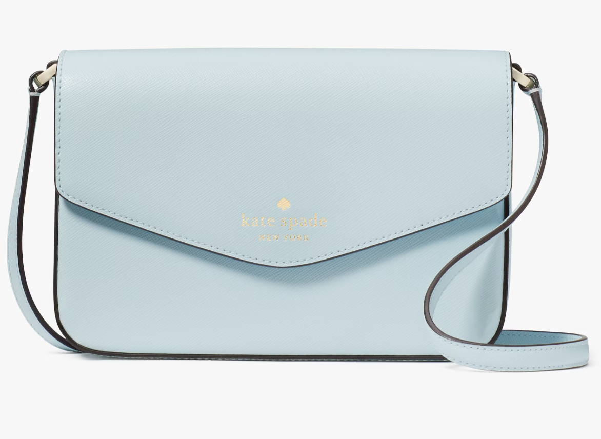 Kate Spade Sadie Envelope Crossbody Bag Sky Blue Leather Purse K7378 NWT $279