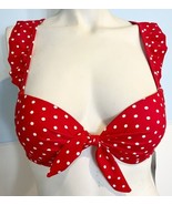 California Waves Red w White Polka Dot Underwire Padded Bathing Suit Top... - €10,63 EUR