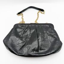 Hobo International Black Leather Clutch Purse Clasp Lock Gold Chain Small - $39.99