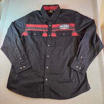 Harley-Davidson 2XL Button Up Shirt Black Red Long Sleeve Cotton - $56.32 CAD