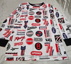 Art Class Long Sleeve Racing Graphic T-Shirt Cree Neck White XL (16) Adu... - $10.81