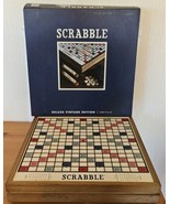 Scrabble Deluxe Board Game Rotating Turntable Wooden Storage Cabinet 202... - $106.54