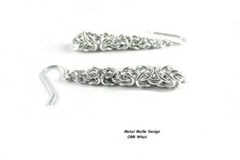Silver Dangle Earrings Argentium Byzantine Chains Jewelry Handmade OrrWhatDesign - £51.66 GBP+