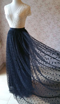 Black Tulle Maxi Skirt Outfit Women Custom Plus Size Black Dot Tulle Skirt image 4