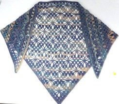 Crochet, blue, openwork shawl B-1 - $70.00