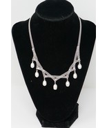 Silver Tone 16.5&quot; Necklace with Dangling Pearls - £31.44 GBP