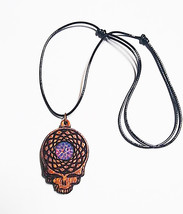 Grateful Dead SYF Mahogany Wood Blown Glass Pendant  Necklace J1 - £32.04 GBP