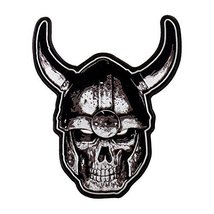 Skeleton Viking Head Skull Embroidered Patch - by Patch Squad (11&quot;) - £23.57 GBP