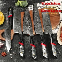Damascus Chef Knife Set Japanese Kitchen Cooking Home Butcher Tools Cookware New - £39.53 GBP+